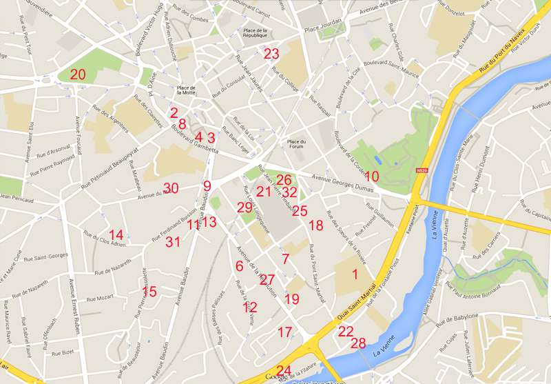   carte Limoges  