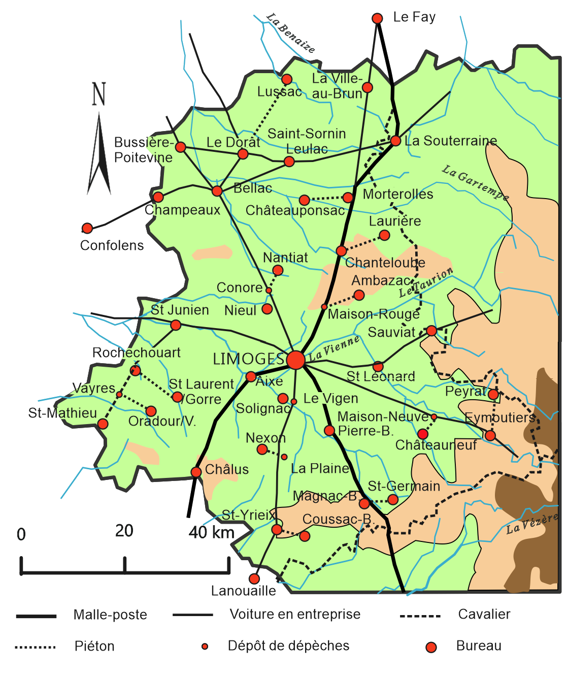 routes de poste 1632